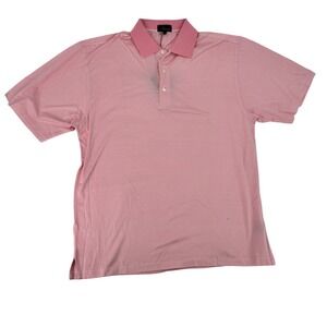 Nick Price Mens Large Pink White Stripe Golf Polo Shirt Short Sleeve Casual